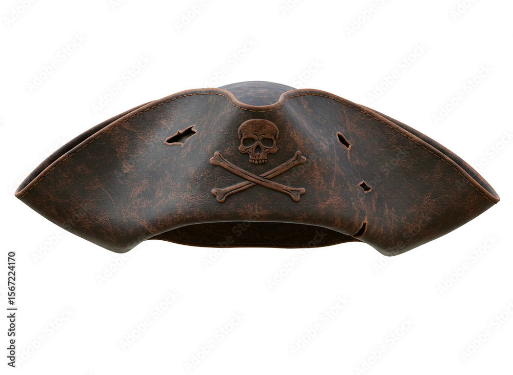 Fototapeta premium Black pirate hat with skull and crossbones isolated on transparent background