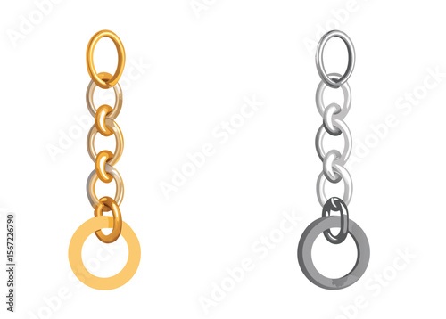 Gold and Silver Chains with Rings