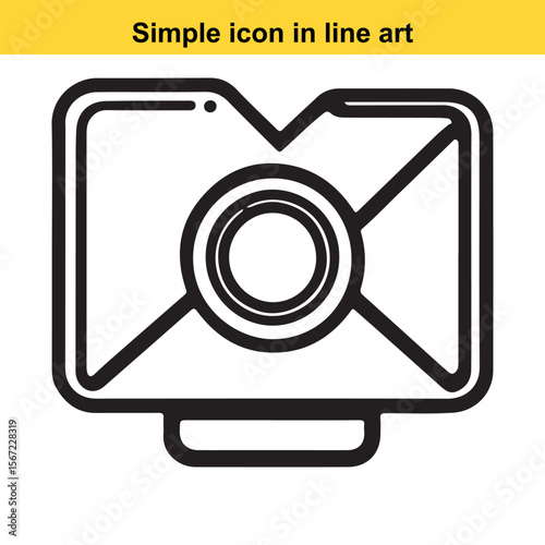Stylized Computer Monitor Icon with Circular Element in Black and White