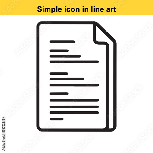 Simple Document Icon with Folded Corner and Horizontal Lines