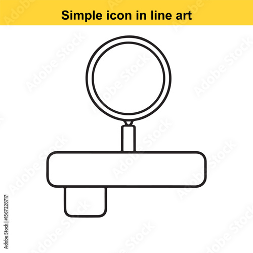 Minimalist Line Art Illustration of a Wall Mounted Vanity Mirror