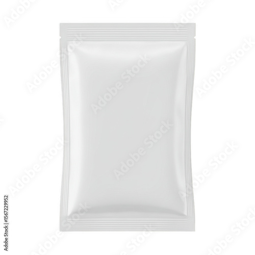 Blank white sachet mockup isolated on transparent background. use for food, cosmetic, medicine, or powder packaging.