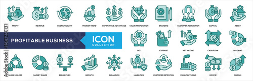 Profitable Business Solid Icon Collection