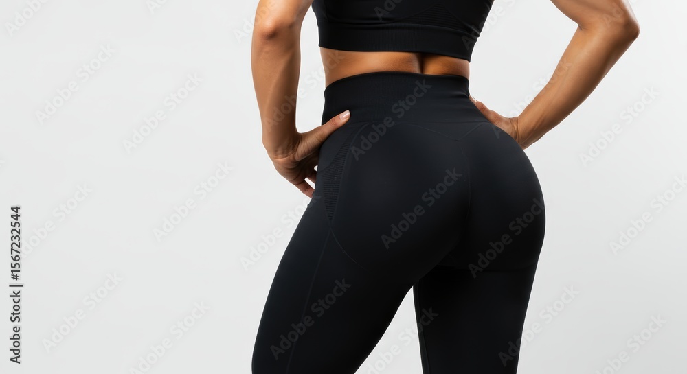 Fototapeta premium Seamless Black Yoga Leggings for Women Fitness Apparel