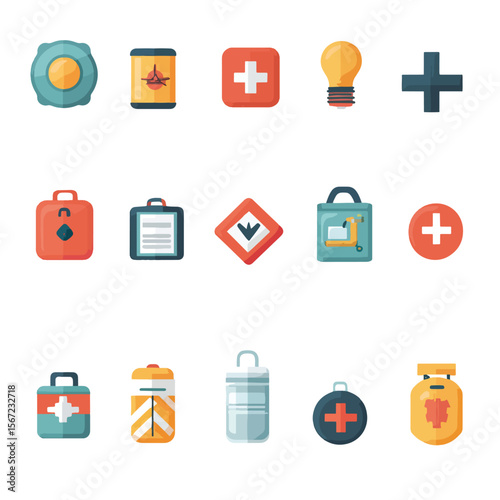 2D Flat icon Emergency & Disaster Preparedness Icons isolated in White Background