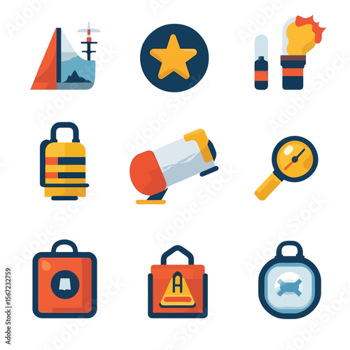 2D Flat icon Emergency & Disaster Preparedness Icons isolated in White Background