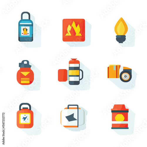2D Flat icon Emergency & Disaster Preparedness Icons isolated in White Background