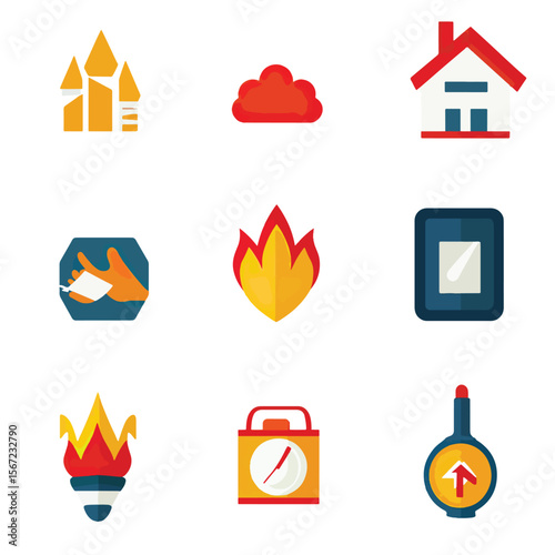 2D Flat icon Emergency & Disaster Preparedness Icons isolated in White Background