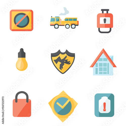 2D Flat icon Emergency & Disaster Preparedness Icons isolated in White Background