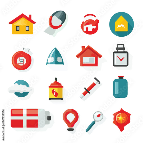 2D Flat icon Emergency & Disaster Preparedness Icons isolated in White Background