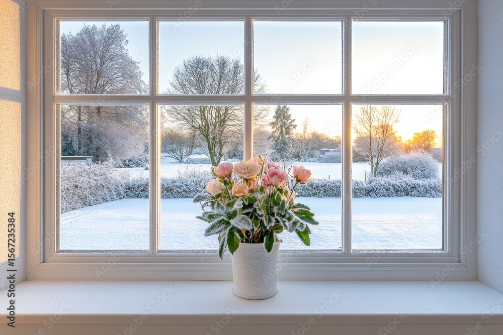 Fototapeta premium Intricate Ice Patterns in Winter Morning Light