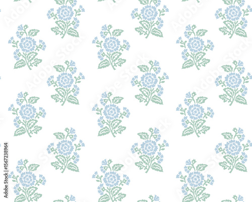 Seamless flower print,Floral Damask repeat, Block print pattern vector file boho floral pattern