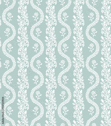 Boho Floral repeat pattern, Block print , Flower damask, floral vector file, ogee pattern, global print, seamless floral, stripe flower