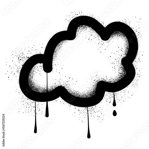 Cloud graffiti with black spray paint