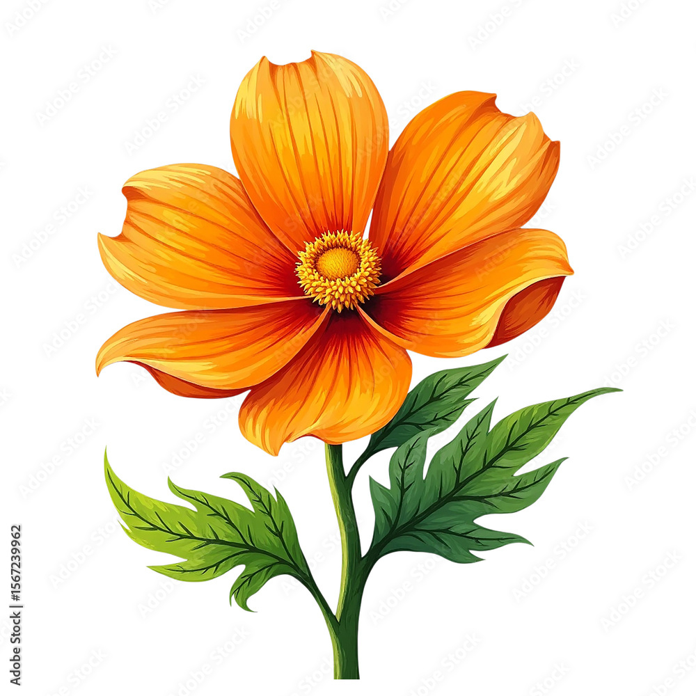 Fototapeta premium Vibrant orange flower blossom transparent background