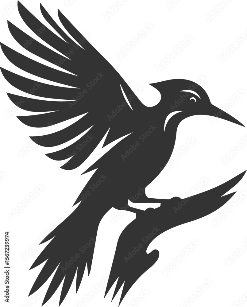 Obraz premium Woodpecker bird vector silhouette illustration