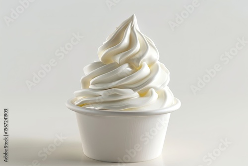 high quality image of Soft serve vanilla ice cream in cup on white background