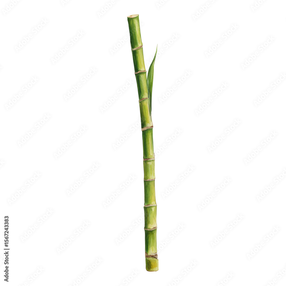 Naklejka premium Isolated Green Bamboo Stem on Transparent Background