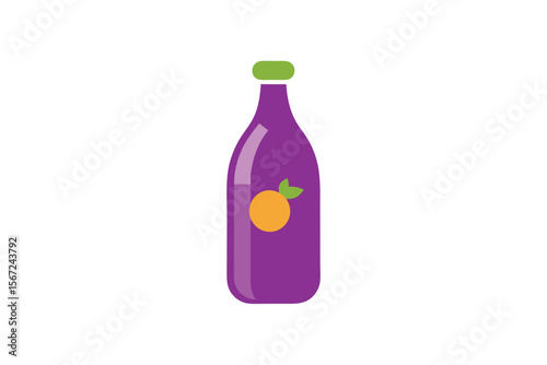 Plum soda bottle with minimalist design vector art illustration