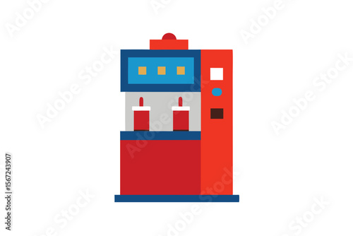 Soda vending machine elements flat style vector art illustration