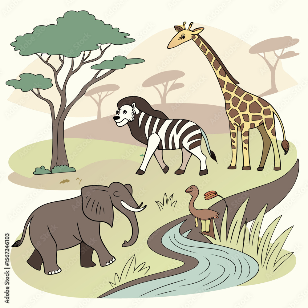Obraz premium zebra and giraffe