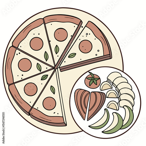 vector illustration of a pizza