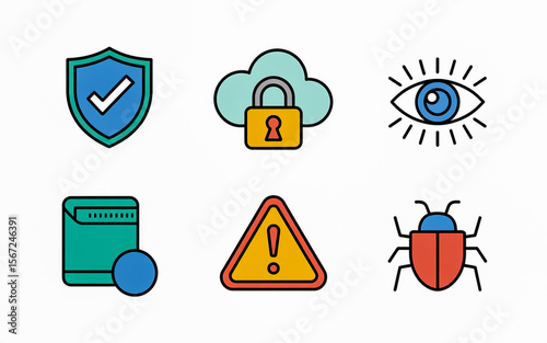 Security icons isolated on white background