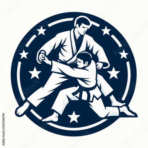 white back judo vector illustration