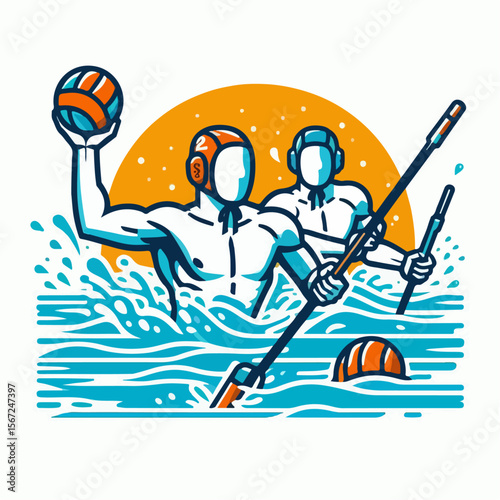 water polo player vector illustration white background