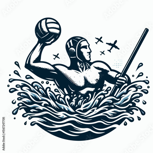 water polo player vector illustration white background