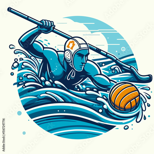 water polo player vector illustration white background