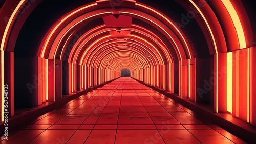 Wallpaper Mural Futuristic neon-lit tunnel with glowing arches leading to a dark entrance, evoking a sci-fi atmosphere Torontodigital.ca