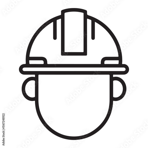 construction safety helmet icon line art vector, protection helmet, hard hat equipment icon outline vector illustration on white background