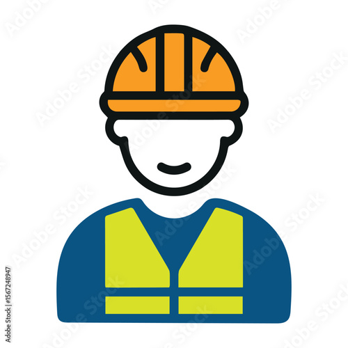 Construction worker helmet icon vector art illustration with safety helmet gear
