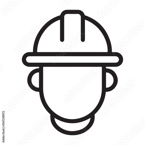 construction safety helmet icon line art vector, protection helmet, hard hat equipment icon outline vector illustration on white background