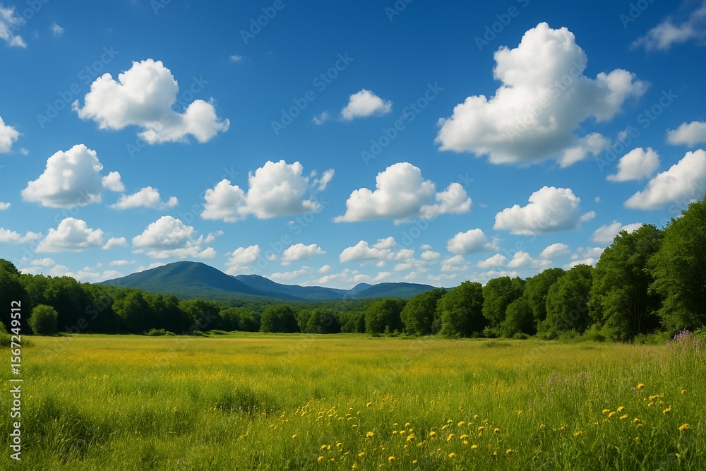Obraz premium green grass and blue sky
