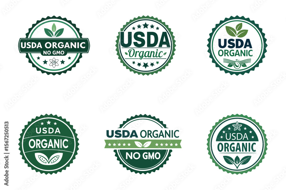 Obraz premium USDA Organic, Certification stamp, Label Logo ,symbol Badges label ,vector icon