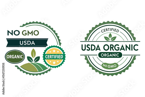 USDA Organic and No GMO Labels: A clean and vibrant image, showcasing the official USDA Organic and No GMO labels.