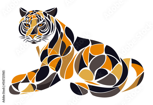 Geometric Abstract Tiger – Modern Wildlife Vector Art