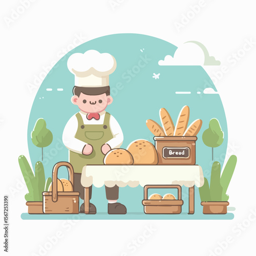 bread seller vector illustration