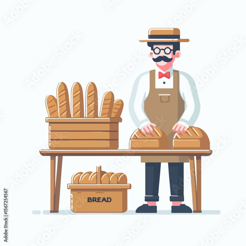 bread seller vector illustration