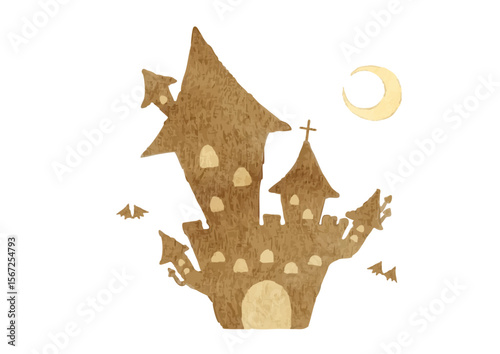 ハロウィーンのお城のイラスト