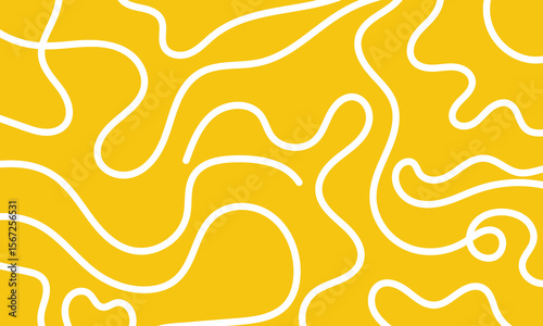 Abstract shapes backgrounds. Brutal contemporary figure oval wave patterns, isolated with yellow background.