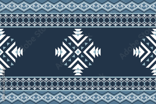 Geometrical ornaments in shades of blue and white Seamless vector background inspired by tribal patterns.