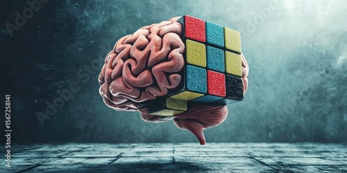 A brain morphing into a Rubikâ€™s cube, showcasing problem-solving and unconventional thinking.