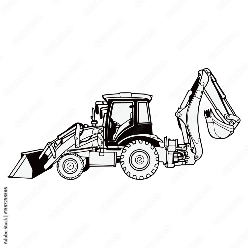 Naklejka premium silhouette photo of excavator with white background