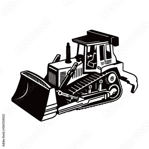 silhouette photo of excavator with white background