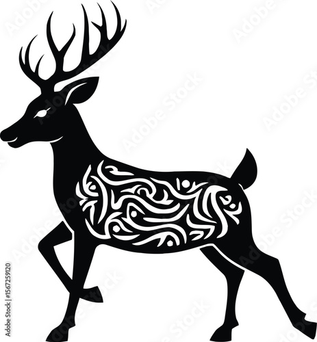 Ornate silhouette of a majestic deer design