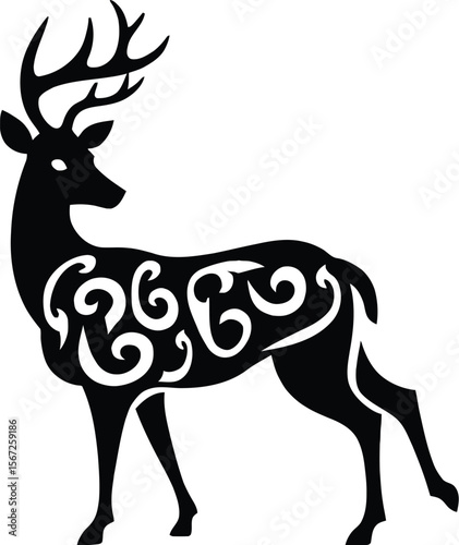 Ornate silhouette of a majestic deer