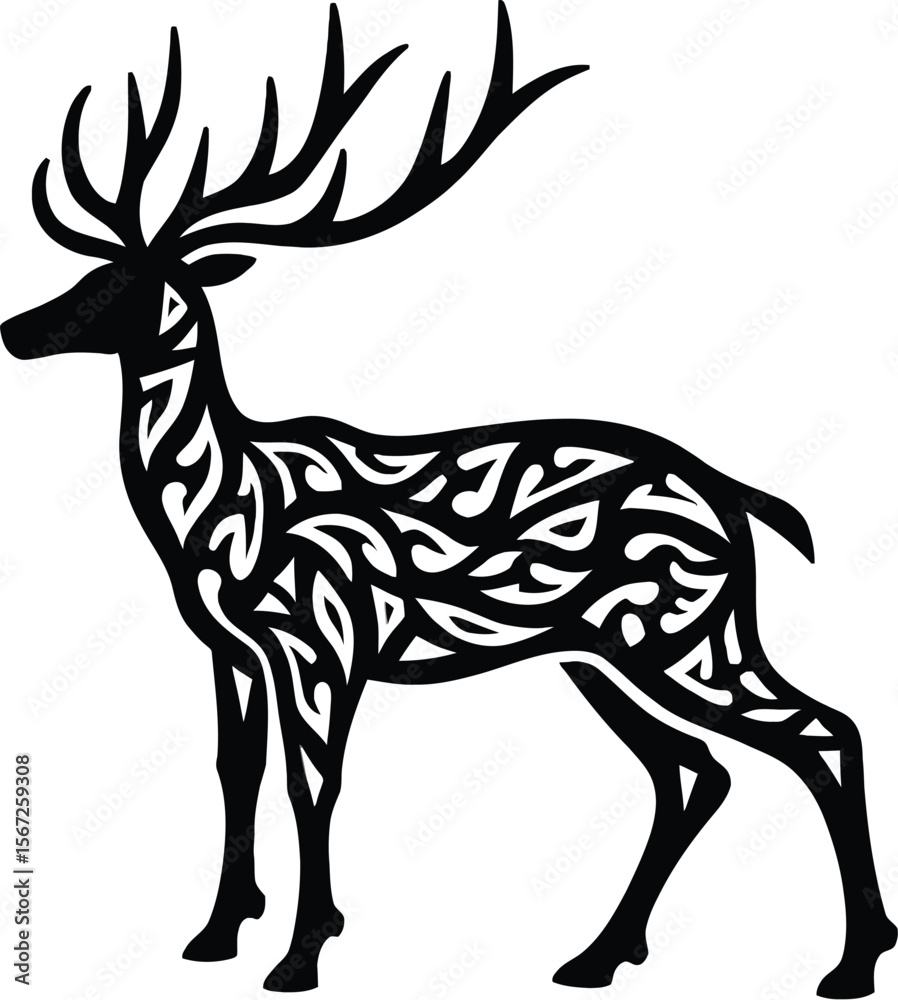 Fototapeta premium Ornate celtic knotwork deer silhouette design